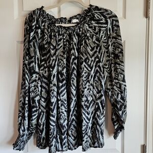 Beach Lunch Lounge blouse black animal print Size XL‎